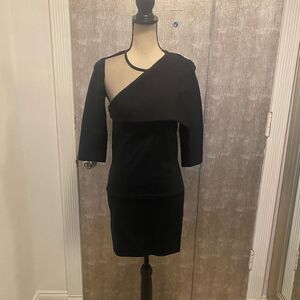 Givenchy mesh/ genuine leather detailed mini dress, M